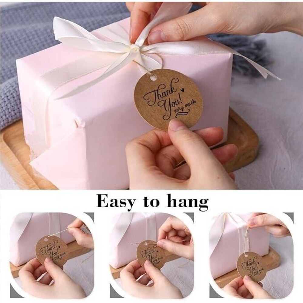 Sally Fashion 120pc Thank You Tags Brown Round New
